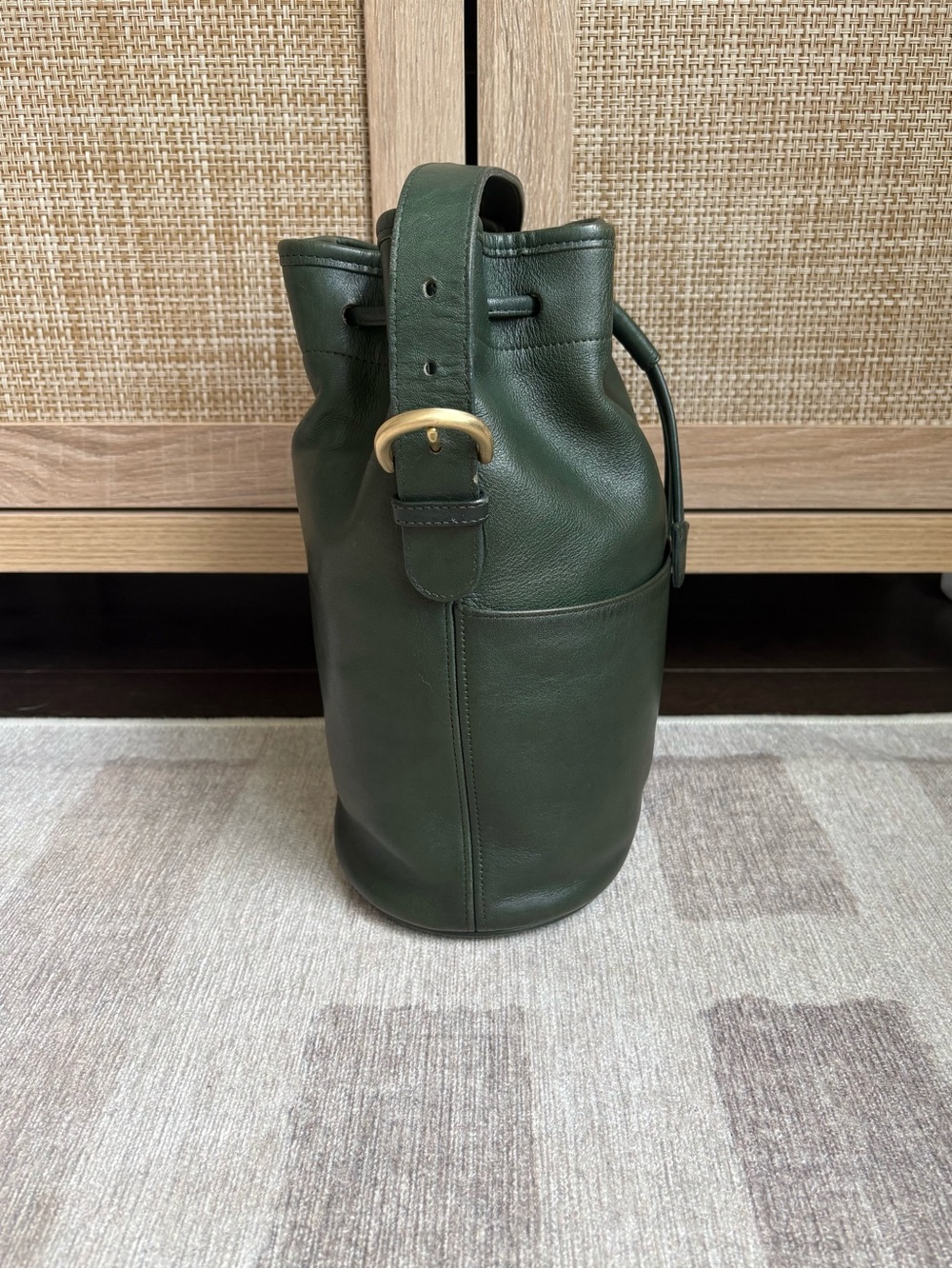 COACH Vintage Thompson Drawstring Bottle Green Bucket Bag Shoulder Bag 4151 - Picture 4 of 13